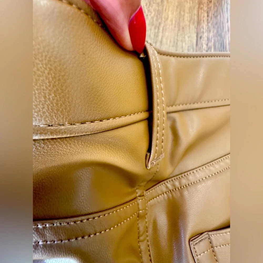 Abercrombie & Fitch Tan Faux Leather Pants - Picture 9 of 10